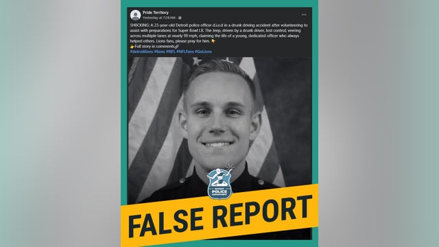 Detroit police warn of Facebook post spreading misinformation on fake deceased officer