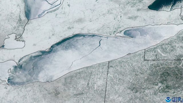 Lake Erie Ice Fracture: Time-lapse shows 80-mile crack form across lake