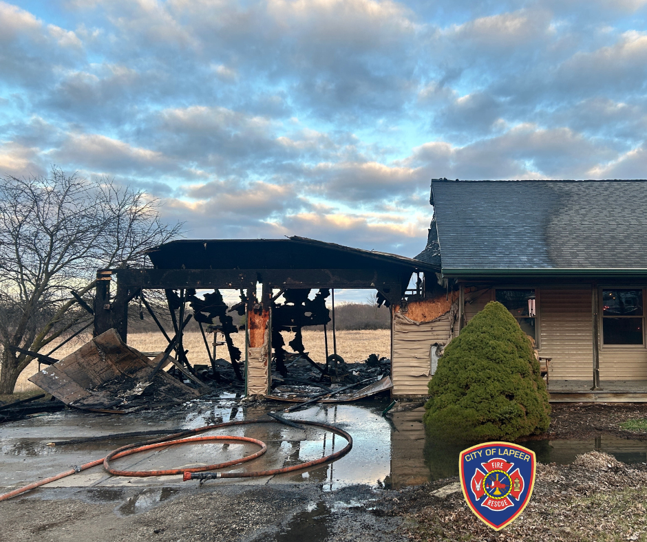 Lapeer Township garage fire contained before spreading