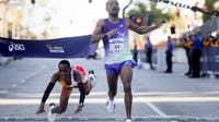 Michigan coach wins LA Marathon in dramatic fashion