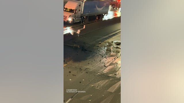 'Expect long delays' I-696 closed at I-75 after semi-truck slams through median