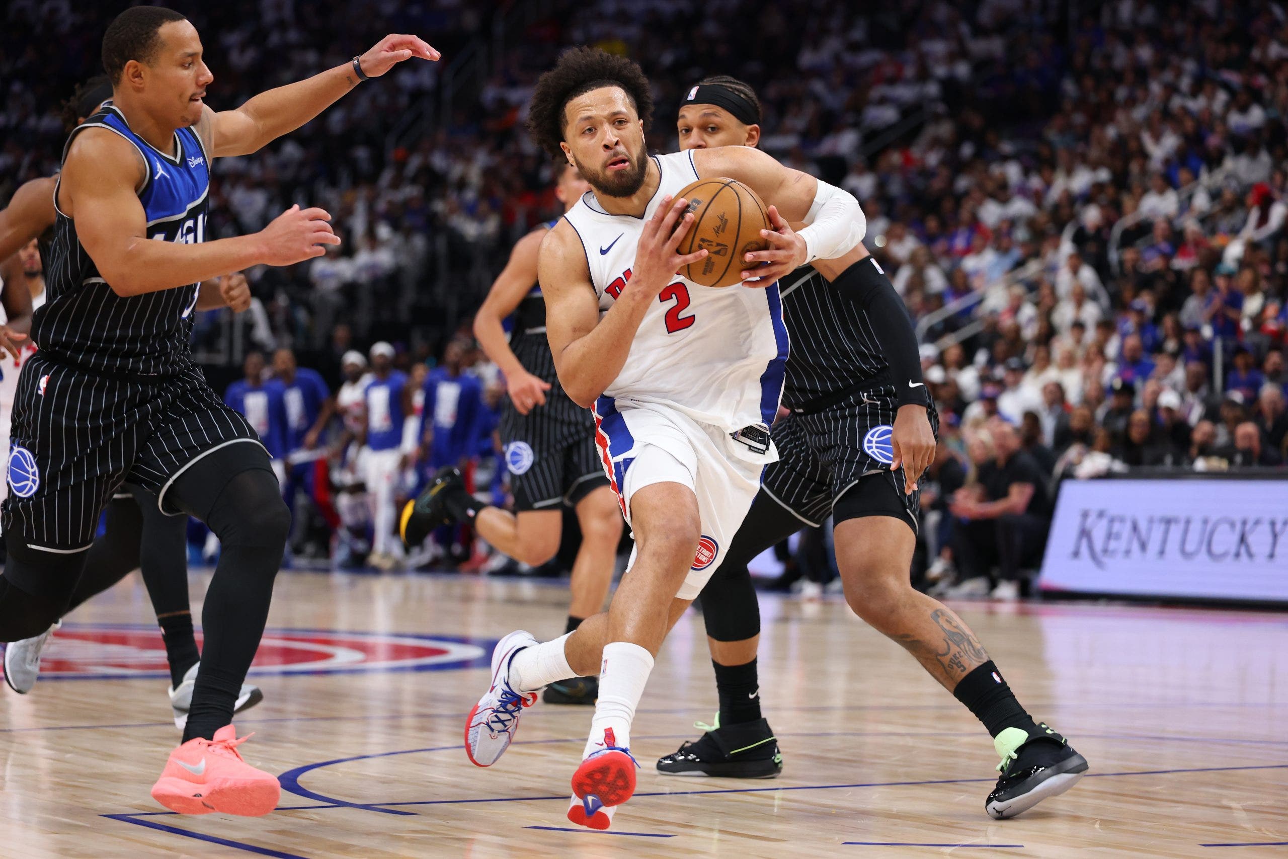 Pistons even series with Magic, snap 11 game home playoff losing streak