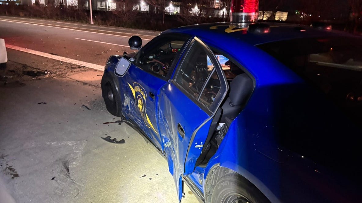 MSP trooper injured after driver crashes into patrol car on I-94