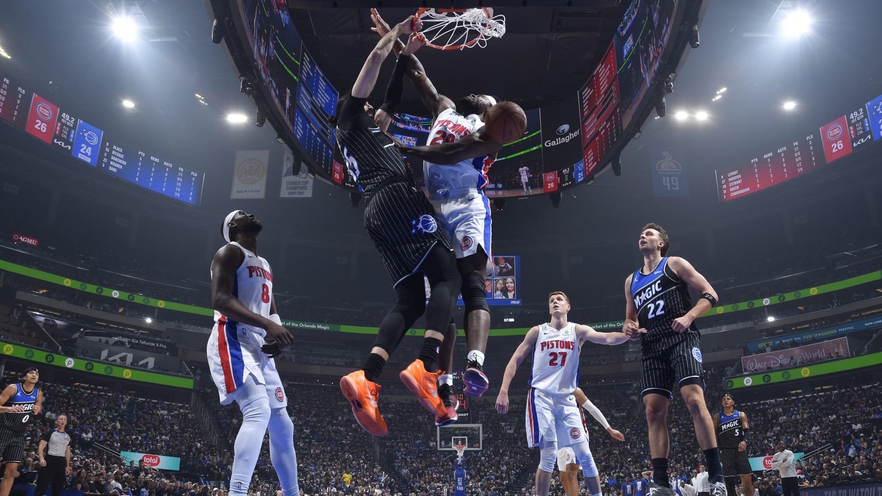 Pistons drop game three, trail Magic 2-1 in opening round series