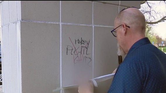Oak Park officials investigating after swastika found spray-painted on synagogue