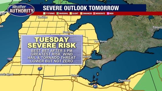 Severe thunderstorms possible across Metro Detroit, most of Lower Peninsula tomorrow night
