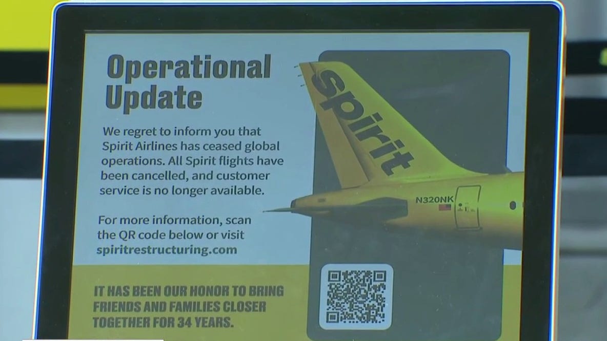 Spirit Airlines shuts down operations, all flights canceled