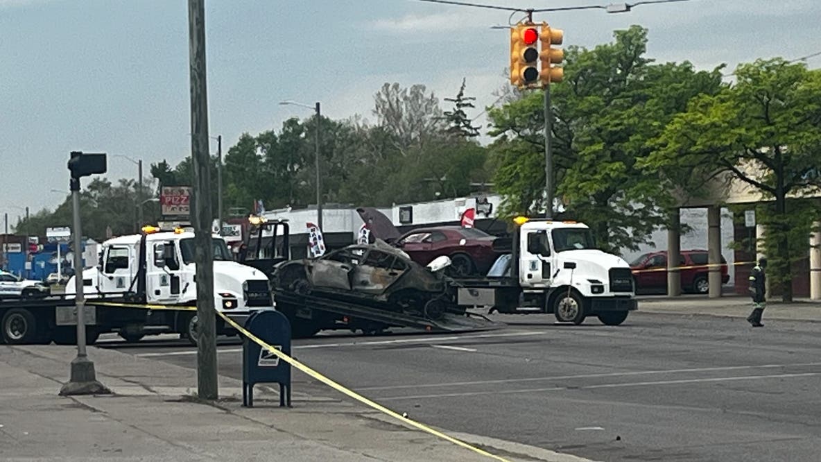 2 critically injured after fiery crash on Detroit's west side