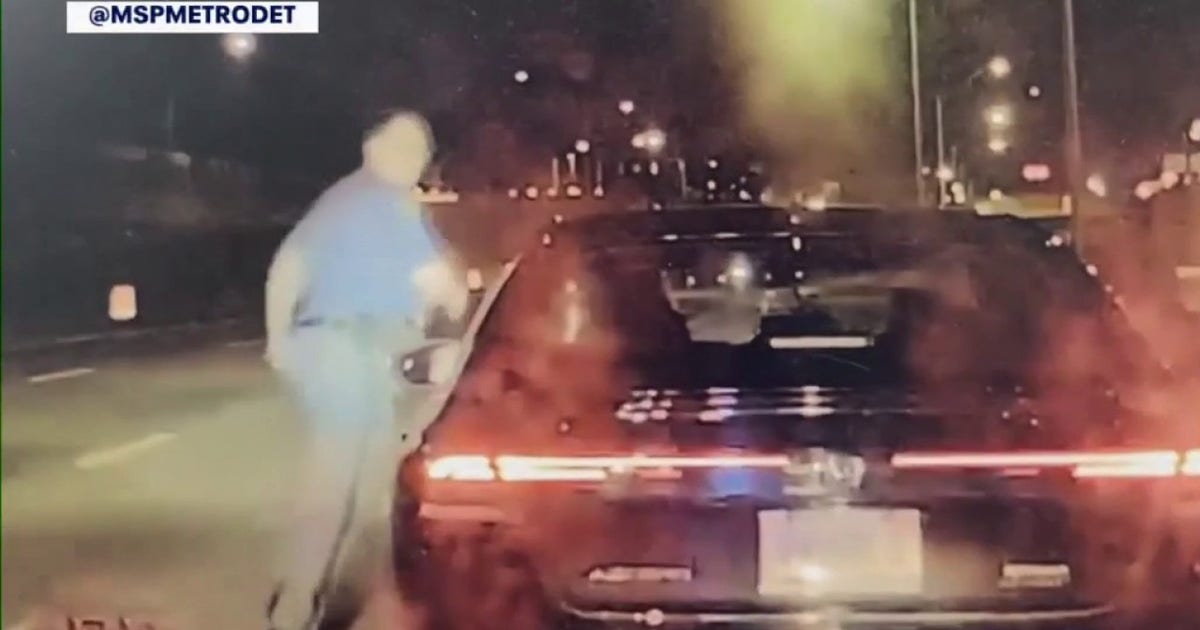 Trooper had to leap out of the way as car smashes into his cruiser in ...