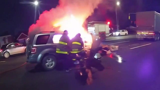 Detroit firefighter honored after saving woman from burning car on city’s west side