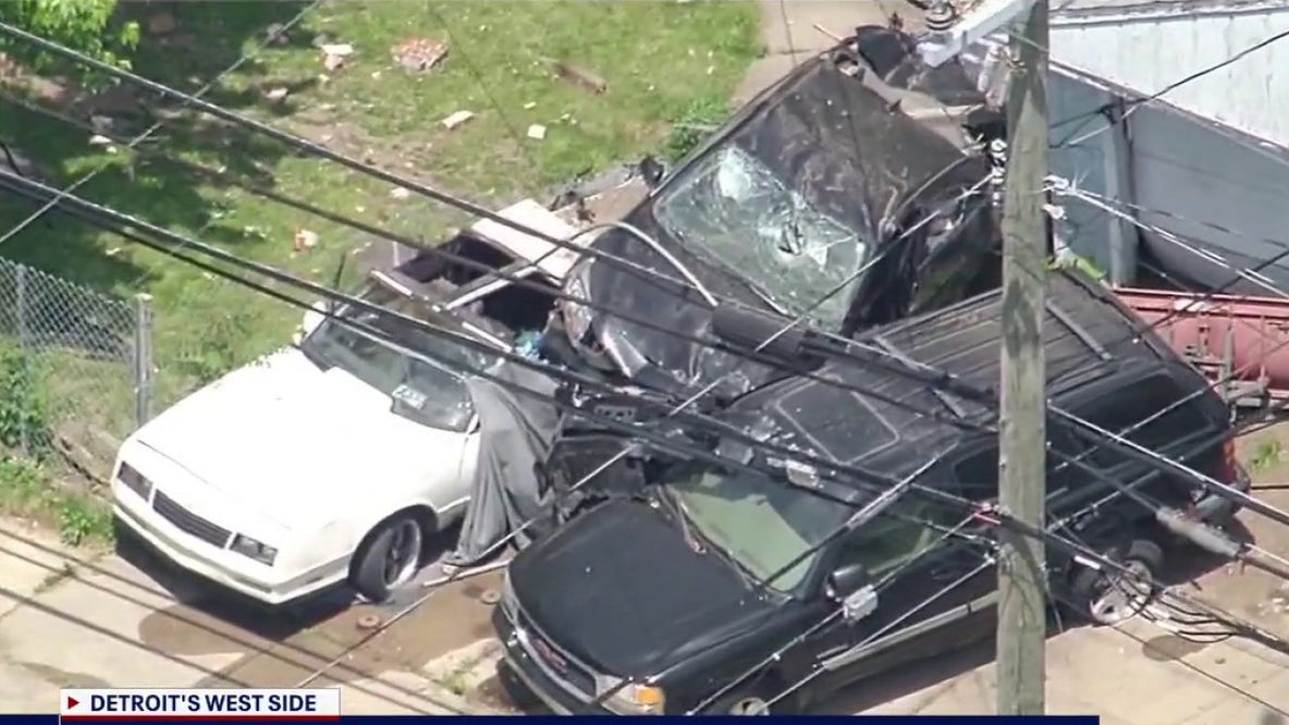 Man impaled from chaotic crash after suspected pursuit in Detroit
