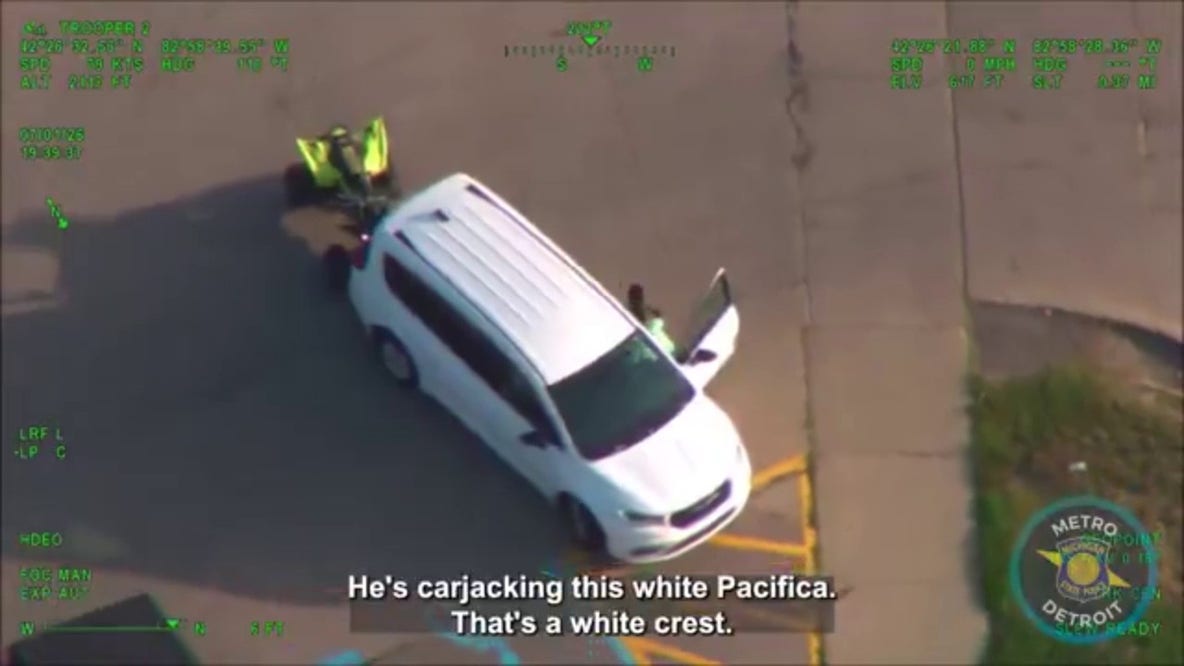 Detroit helicopter chase video shows stolen ATV pursuit, carjack attempt, wrong-way crash