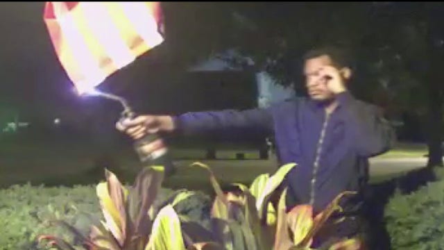 Detroit arson suspect sets American Flag on fire, police investigating