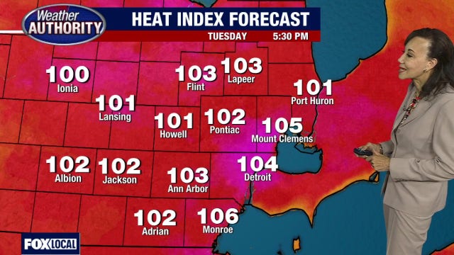 Metro Detroit Weather: Heat Advisory issued with temperature indexes reaching 105