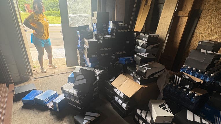 Northwest Goldberg Cares staff member discovered sneakers missing Friday morning after visiting their Detroit storage facility.