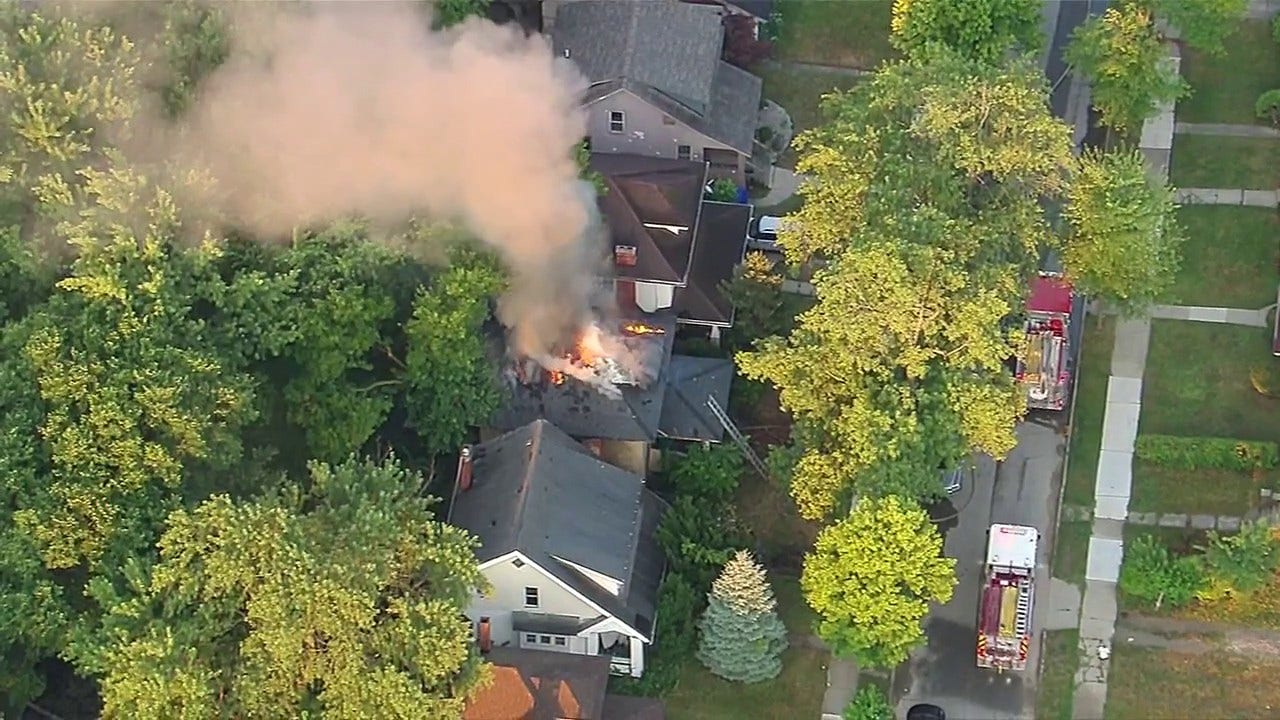 Watch: Firefighter crews battle house fire in Highland Park