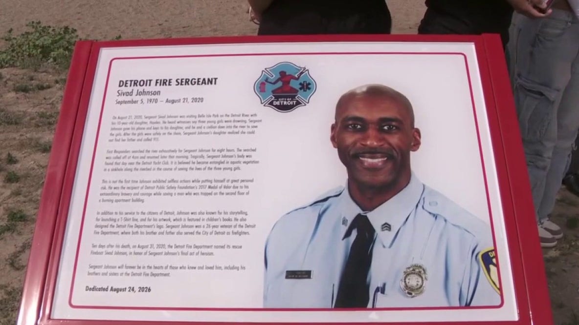 Fallen Detroit firefighter honored in Belle Isle with memorial plaque