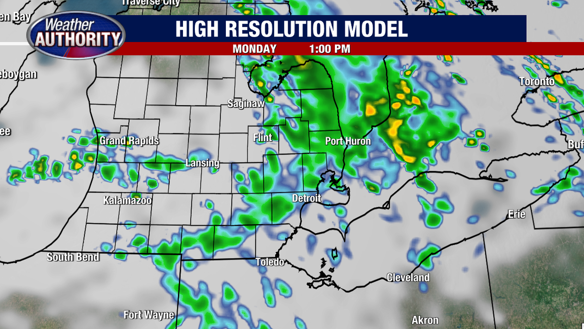 Metro Detroit weather: Showers Monday and humidity, too