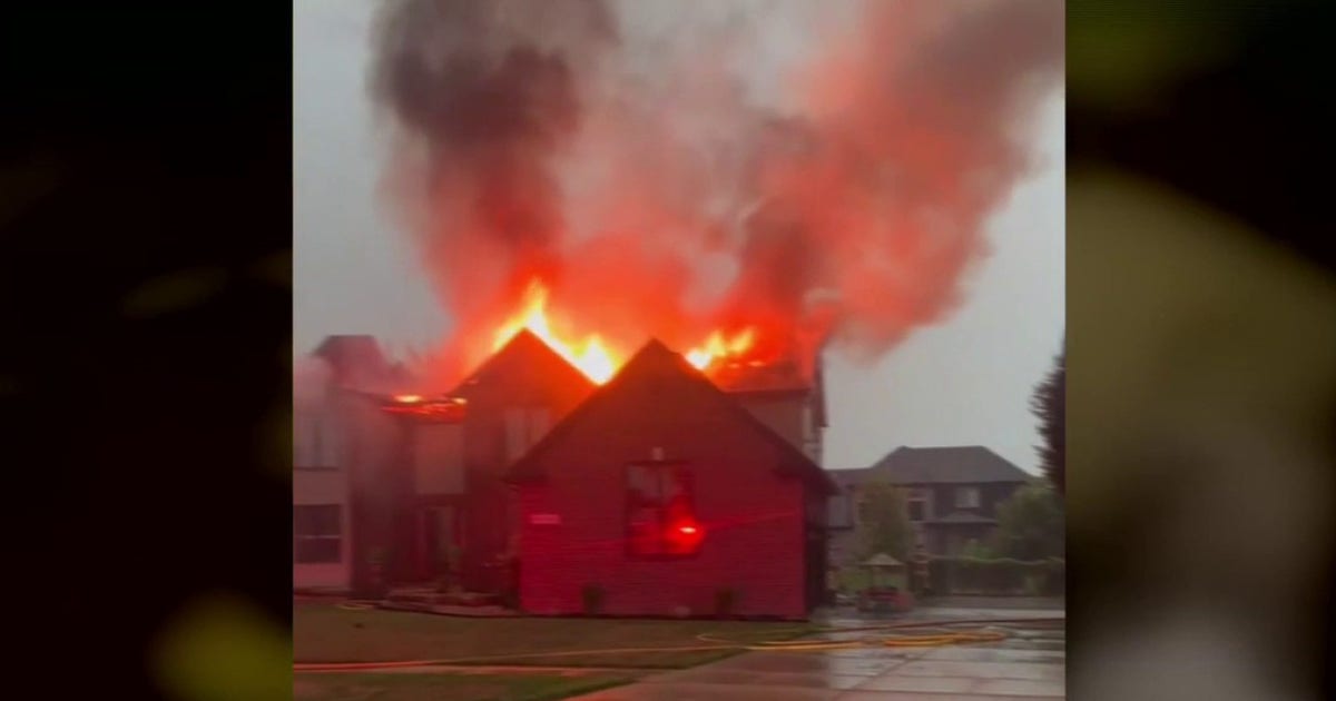 Lightning strike sparks fire at New Baltimore home, caught on Ring camera