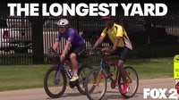 Cyclist's 11,000 mile journey passes through Lions training camp with Super Bowl ball