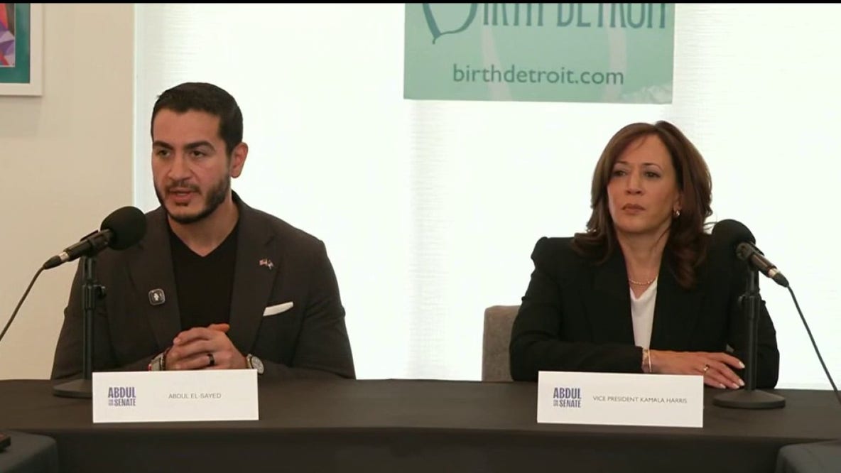 Former VP Kamala Harris campaigns with US Senate Candidate Abdul El-Sayed in Detroit