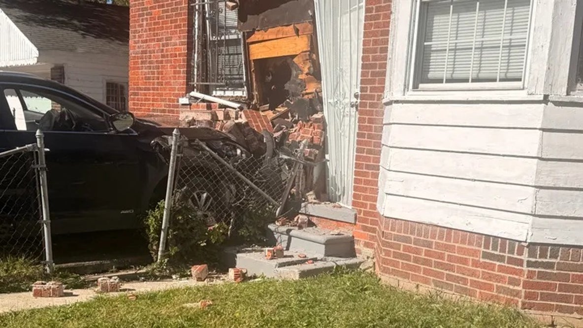 Car slams into house on Detroit's west side