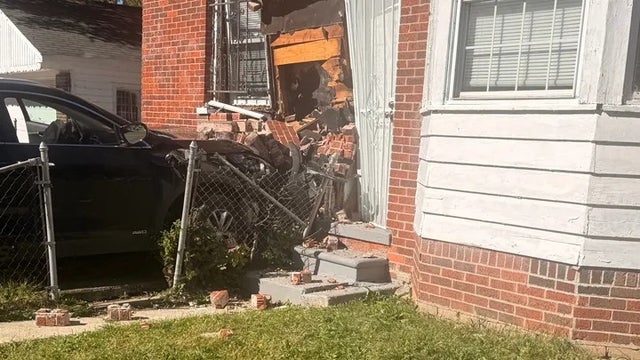 Car slams into house on Detroit's west side