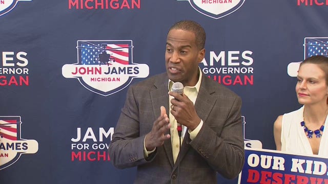 Michigan governor candidate John James campaigns in Grosse Pointe
