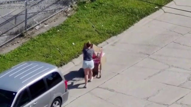 Police drone video shows woman allegedly stealing 12-foot Halloween skeleton from Home Depot