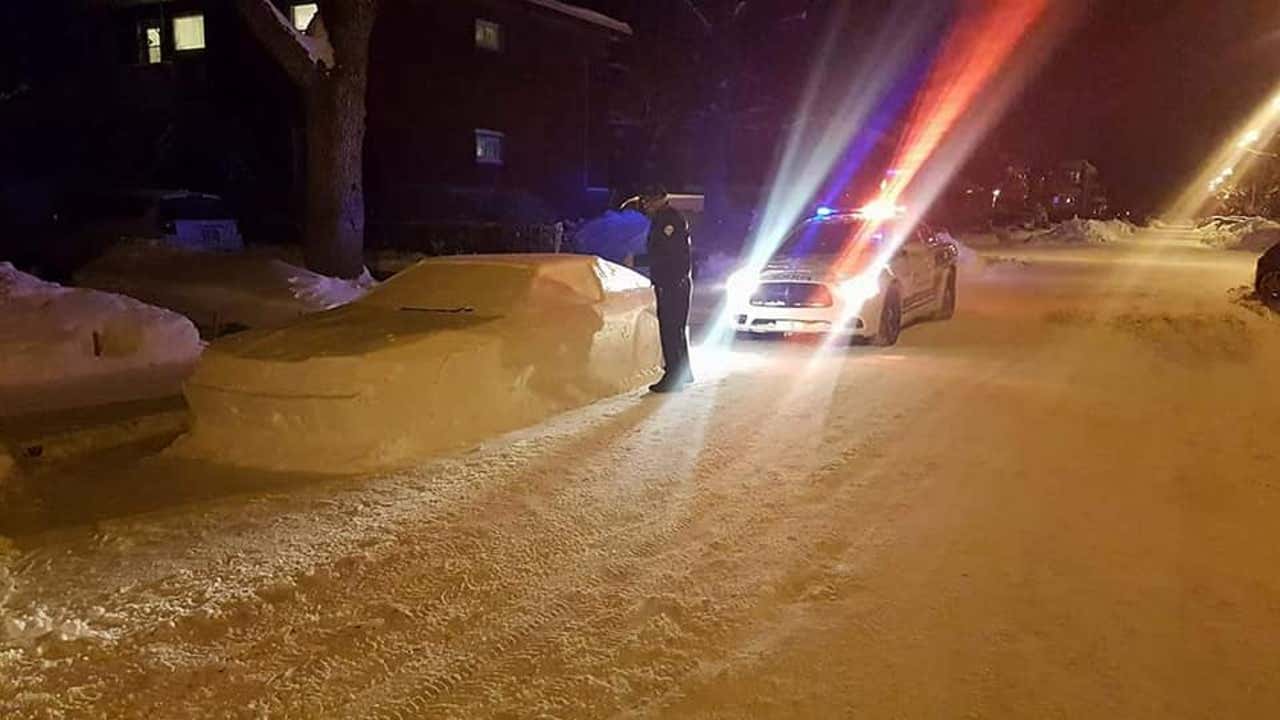 Montreal man fools police with fake car made of snow