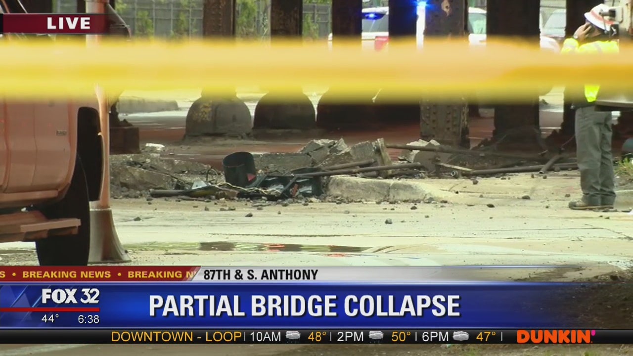 Retaining wall falls near bridge on South Side