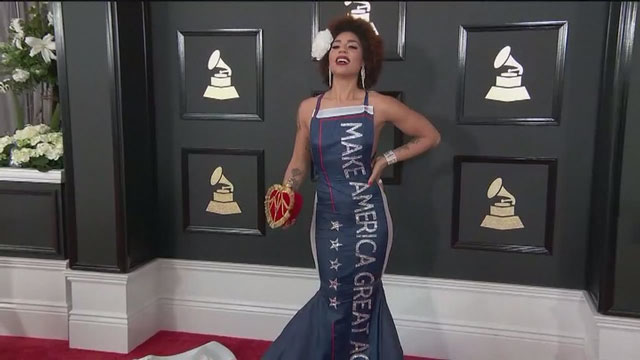 Joy Villa's music sales skyrocket after singer dons pro-Trump dress to Grammy's