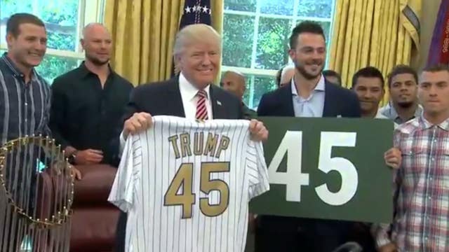 Trump welcomes World Series champion Chicago Cubs to White House