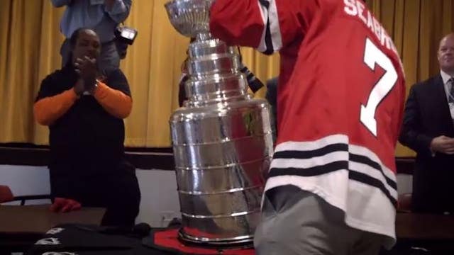 WATCH: Seabrook brings Stanley Cup to Leo HS