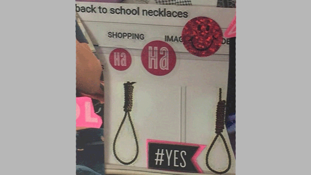 Picture of nooses condemned in school collage