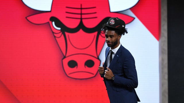Chicago Bulls draft pick Coby White gets emotional after learning college teammate was selected