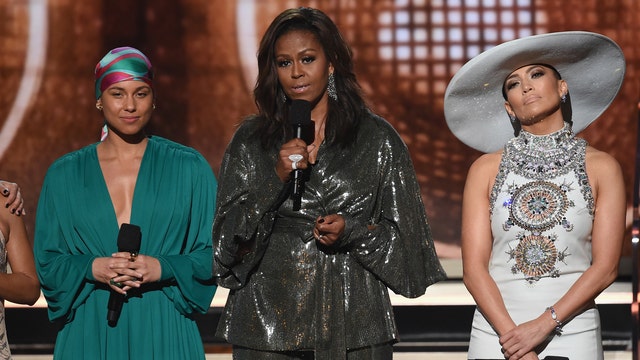 Michelle Obama gets raucous applause at Grammy Awards