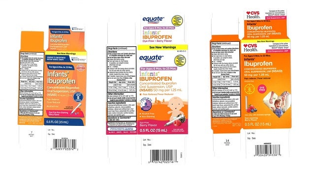Infants' Ibuprofen recalled due to potentially higher concentrations of Ibuprofen