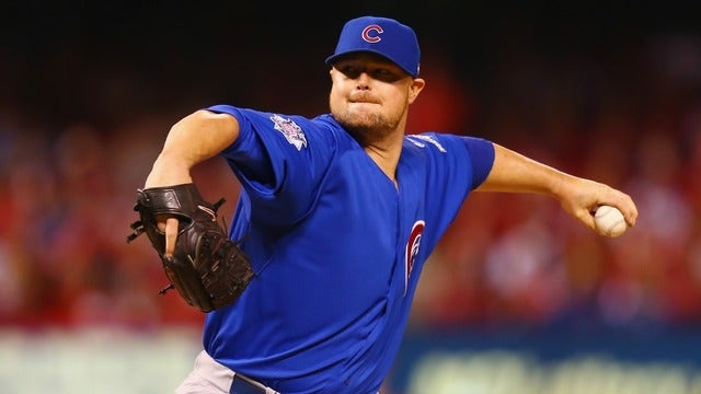 Cubs' Jon Lester working on unusual bounce throw to bases