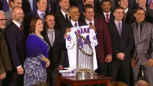 Obama celebrates World Series champion Chicago Cubs