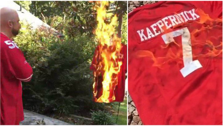 kaepernick jersey burning