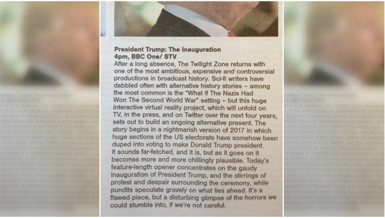 Listing for Trump inauguration ceremony in Scottish Sunday Herald