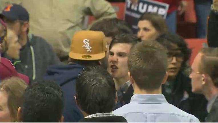 Protesters in each other's faces at Donald Trump rally