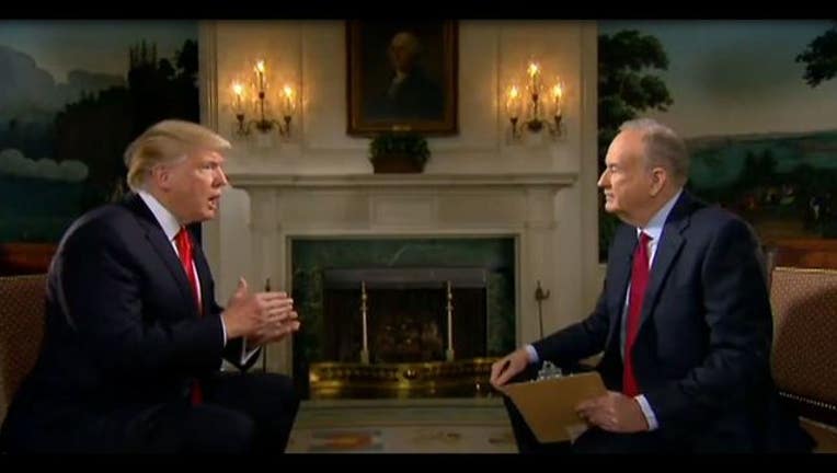 President Donald Trump talks with Fox News' Bill O'Reilly
