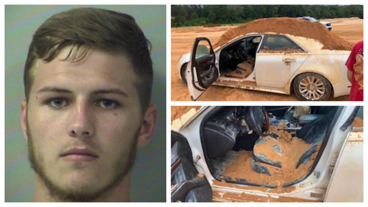 Man dumps huge amount of dirt on girlfriend's car with her inside