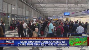 Strong storms prompt cancelation of more than 800 flights at O'Hare, Midway