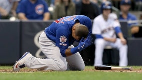 Addison Russell hit by pitch, leaves game