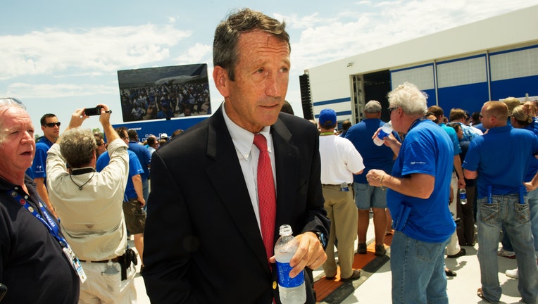 Former South Carolina Governor Mark Sanford attends ceremonies rolling out the Boeing 787 Dreamliner(not seen) built for Air India April 27, 2012,at Boeing's new production facility in North Charlston, South Carolina. The ceremony marks Boeing's first South Carolina made 787 Dreamliner aircraft. AFP PHOTO / Paul J. Richards (Photo credit should read PAUL J. RICHARDS/AFP/GettyImages)