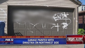 Garage painted with swastika on Northwest Side