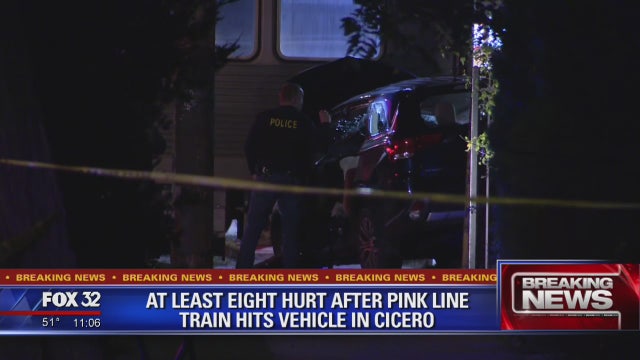 7 injured – 1 critically — after Pink Line train crashes into vehicle in suburban Cicero